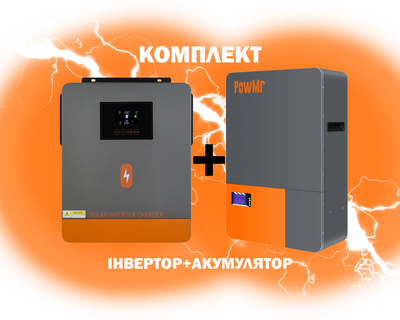 Комплект: Гібридний інвертор PowMR POW-HVM6.2K-48V-N + Акумулятор PowMr LiFePO4 48V 100AH (POW-LIO48100-16S) POW-HVM6.2M-48V+Battery фото