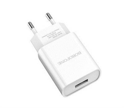 Зарядний пристрій Borofone BA20A Sharp Single USB 2.1A White (BA20AMW) + кабель MicroUSB BA20AMW фото