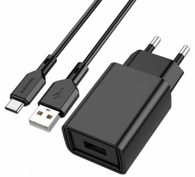 Зарядний пристрій Borofone BA68A Glacier USB 2.1A Black (BA68ACB) BA68ACB фото